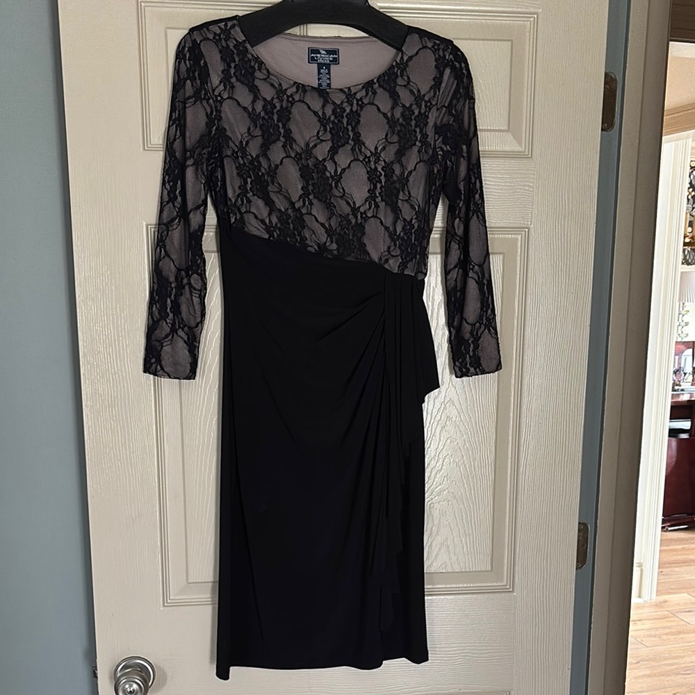 American Living Black Ruched Sheath Dress